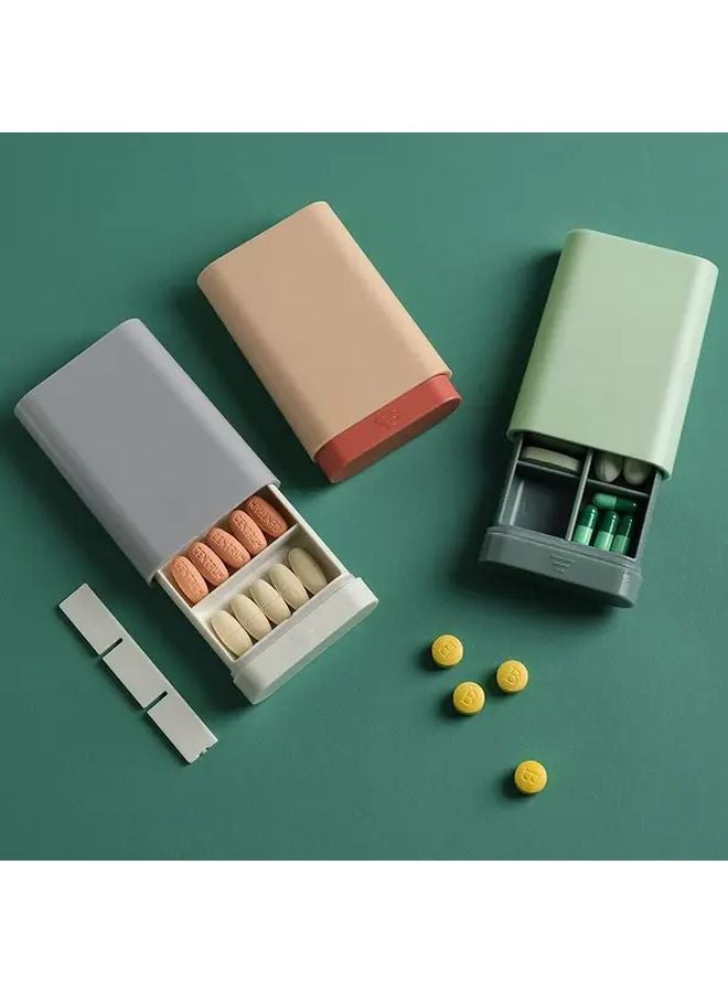 Blue Portable Weekly Pill Organizer With Push Tray System For Vitamins And Travel - Image 2